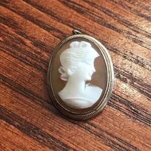 Vintage Signed 800 Silver Small Cameo Pin/Pendent